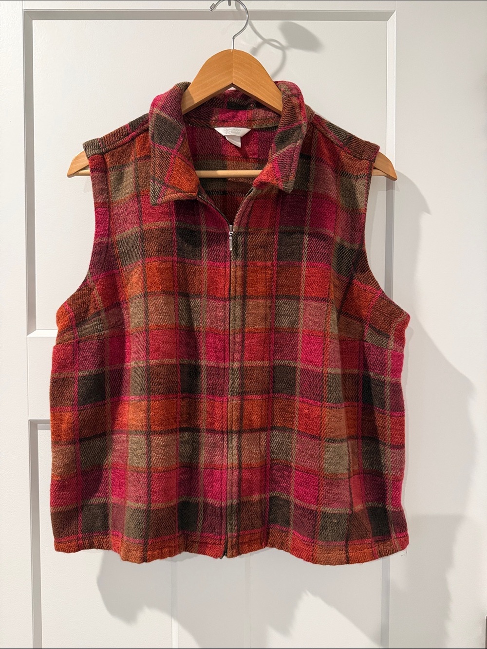 Christopher & Banks Women's Red Plaid Vest